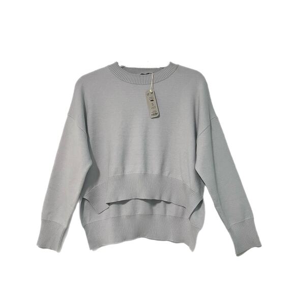 NWT Neiwai Boat Neck Wool Blend Crop Sweater Womens S Gray Oversized Minimalist - Picture 1 of 12
